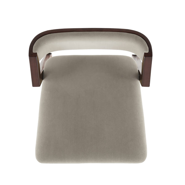 English Elm Patricia Velvet Upholstered Barstool with Dark Walnut Frame, Gold Footrest Accent, Commercial Grade Linen B365P398049