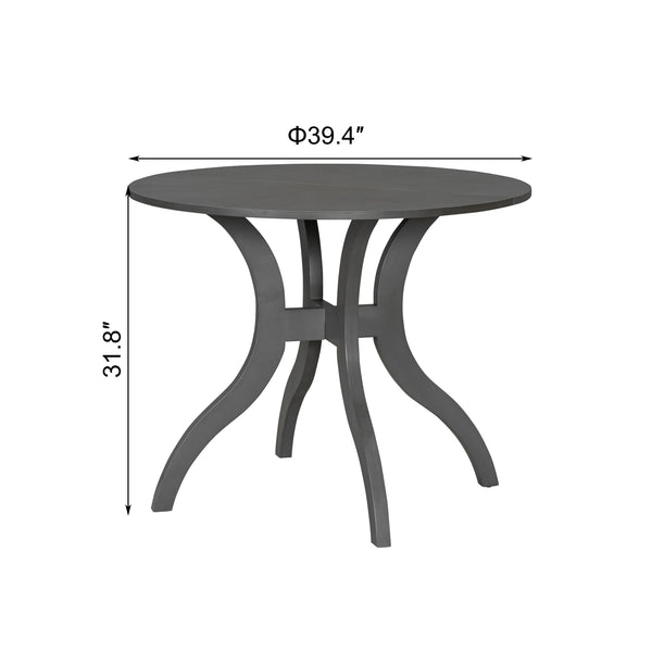 English Elm Oak Gray Dining Table Set: Compact 39.4" Round Table With 2 Elegant Chairs For Stylish Dining Spaces TWSET-GRACIA1E