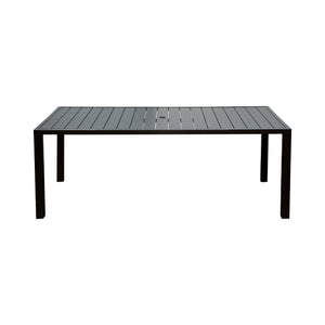 English Elm Outdoor Dining Table For 8 - Stylish Slatted Metal Patio Table With Umbrella Hole For All Seasons W1859P359822
