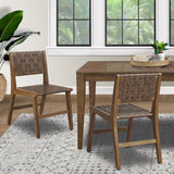 Oslo Casual Faux Leather Woven Dining Chairs Set of 2