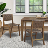 INK+IVY Oslo Casual Faux Leather Woven Dining Chairs Set of 2 II108-0510 Brown