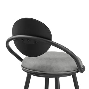 English Elm Lacey Swivel Barstool Matte Iron Base Faux Leather Seat Mid-century Kitchen Bar Gray B2736P464812