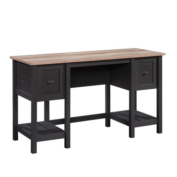 English Elm Desk, Modern Farmhouse Black Finish With Durable Engineered Wood, Storage Drawers & Easy Assembly B356P402712