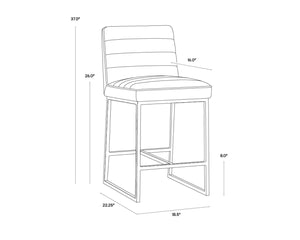 Sunpan SPYROS Counter Stool - Contemporary Industrial Design with Durable Faux Leather and Sturdy Frame Grey 103897V