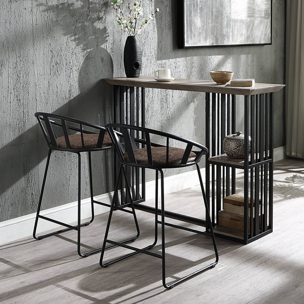 English Elm Brown Counter Height Chairs Set Of 2 - Modern Design With Comfortable Padded Seats & Sturdy Base B062P209298