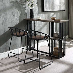 English Elm Brown Counter Height Chairs Set Of 2 - Modern Design With Comfortable Padded Seats & Sturdy Base B062P209298