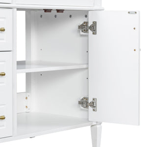 English Elm 36 Inch Freestanding Bathroom Vanity Sage Pine Cabinet Gold Hardware Ceramic Sink White N725P366466K
