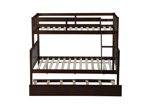 English Elm Twin Over Full Bunk Bed With Trundle - Convertible, Detachable Design In Espresso Finish, Space-Saving W504S00188-GIGA