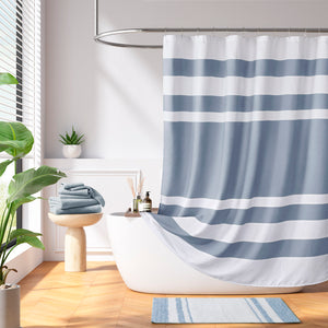 JLA Home Madison Park - Shower Madison Park Spa Waffle Shower Curtain with 3M Scotchgard Water-Repellent, Spa-Inspired Texture Dark Blue MP70-8453