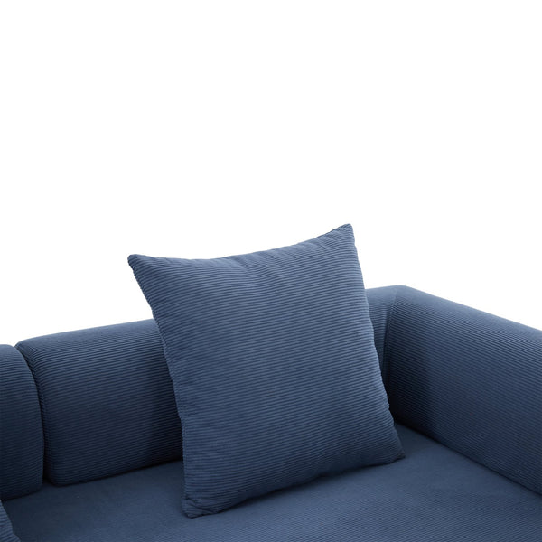 English Elm UNITED modular foldable sofa with metal frame, corduroy upholstery, side pocket & quick assembly convenience Navy W1568P375644