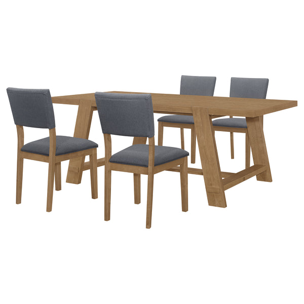 English Elm Gavilon 5-Piece Dining Table Set – Rustic Farmhouse Charm With Blue-Gray Upholstered Chairs B062S01222
