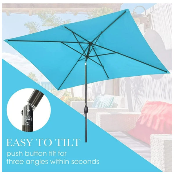English Elm 6.5 X 10 Ft Rectangular Outdoor Patio Umbrella with Crank Tilt Uv Resistant Canopy Turquoise B082P454957