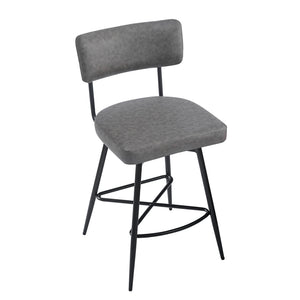 English Elm Christopher Knight Home® - 26''Retro Curved Back Swivel Counter Stools Set of 2 with Bowknot Footrest Smooth PU Leather Comfort Grey N780P199991G