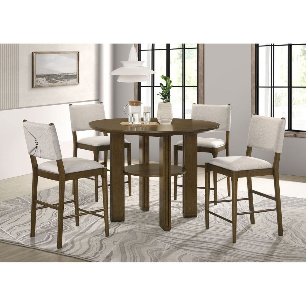 English Elm Aston Mid-century Counter Height Dining Set Walnut Finish Bentwood Chairs for Kitchen B062S01623