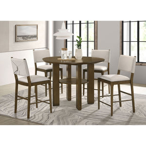 English Elm Aston Mid-century Counter Height Dining Set Walnut Finish Bentwood Chairs for Kitchen B062S01623