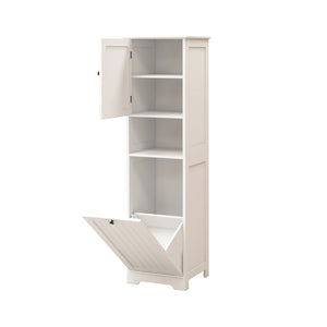 English Elm One-Compartment Tilt-Out Laundry Sorter Cabinet - Stylish White Design For Compact Spaces & Easy Access W1120P146256-GIGA