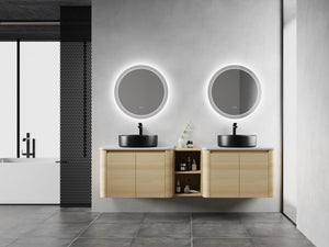 English Elm 72'' Wall-Mounted Bathroom Vanity With Elegant Ceramic Sink, Smart Storage, Soft-Close Doors & More W999S00478