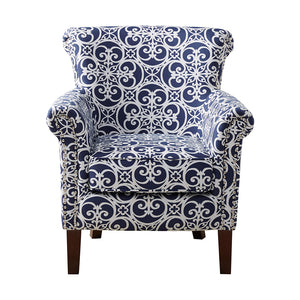 JLA Home Madison Park - Tight Club Chair with Fretwork Upholstery and Double Nailhead Trim, Plush Cushion & Solid Wood Legs Navy FPF18-0486