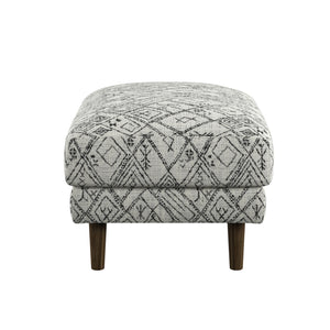 English Elm Wallace & Bay - Black Abstract Ottoman Mid-Century Modern Engineered Wood Accent Bench in Petroglyph Black, Easy Care, 26.8"L B2709P212470