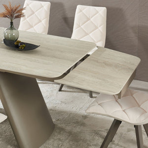 English Elm Retractable Sintered Stone Extendable Dining Table Seats Eight with Steel Base W5630S00002