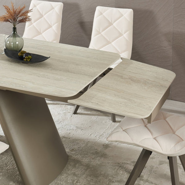 English Elm Retractable Sintered Stone Extendable Dining Table Seats Eight with Steel Base W5630S00002