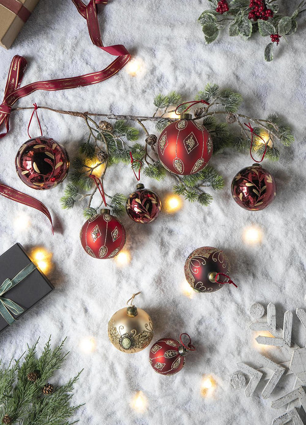 English Elm D3" Elegant Glass Christmas Ball Ornaments Set Of 12 - Perfect Holiday Decor For Trees & Events W2078P247873