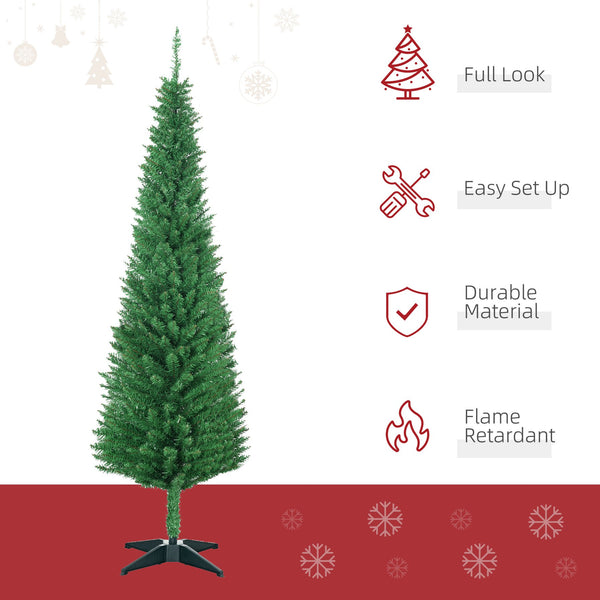 English Elm Homcom 6' Slim Pencil Christmas Tree With 390 Realistic Branch Tips - Perfect For Small Spaces! W2225P229794