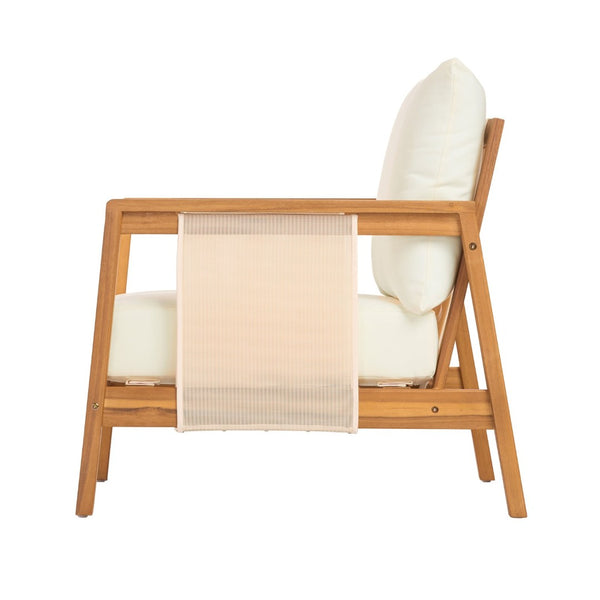 English Elm 4-pieces Acacia Wood Outdoor Conversation Set with Loveseat Club Chairs Patio Table Brown,Teak+ Beige N768P368824T_N768P368823T_2