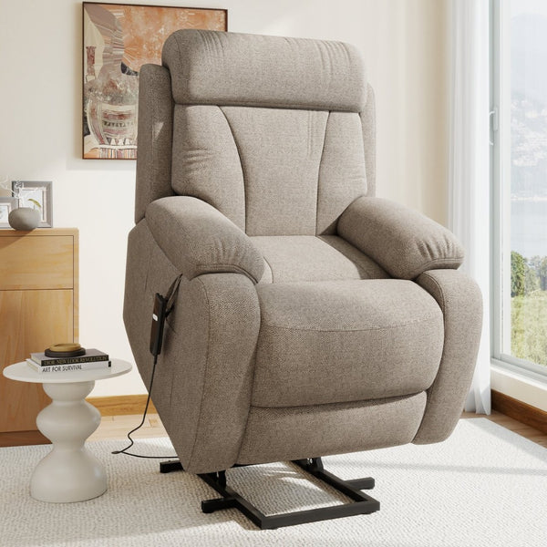 English Elm Power Lift Recliner Chair Velvet Upholstered Senior Assist Motorized Living Room Seat W1028S00061