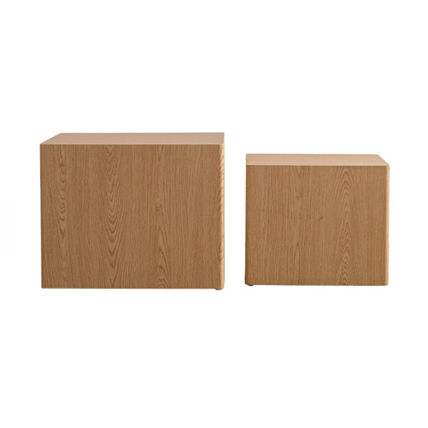 English Elm Set of 2 Cube Nesting Tables Mdf Wood Grain Finish Compact Modern Living Room Accent W3158P395510