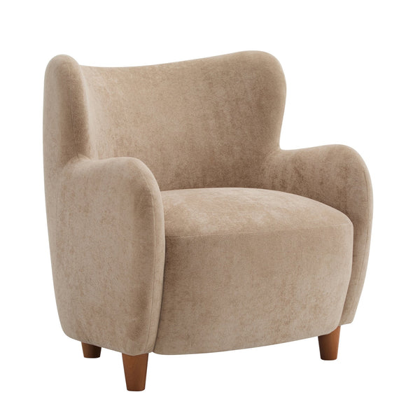 English Elm Christopher Knight Home® - Lucia Velvet Wingback Armchair with Pocket Spring Cushion, Mid-Century Birch Legs, Luxe Comfort Camel 31.5 L x 30.75 W x 30.5 H N776P205426M