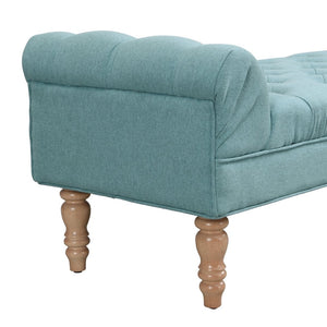 English Elm Button-tufted Upholstered Bench with Oak Legs Diamond Stitching for Bedroom or Entryway Dusty Teal N761P304406F