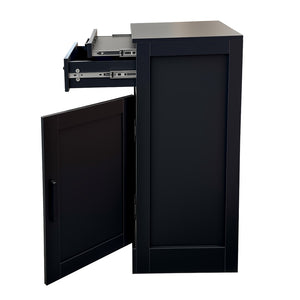 English Elm Black Walnut Modular Buffet Cabinet with Wine Storage Open Shelf and Drawer W331P410369