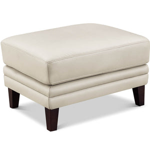 English Elm Arvo Leather Ottoman with Pocket Coil Cushions, Feather & Memory Foam Comfort, Durable Frame (30x23x14.5) Off White B2705P338112