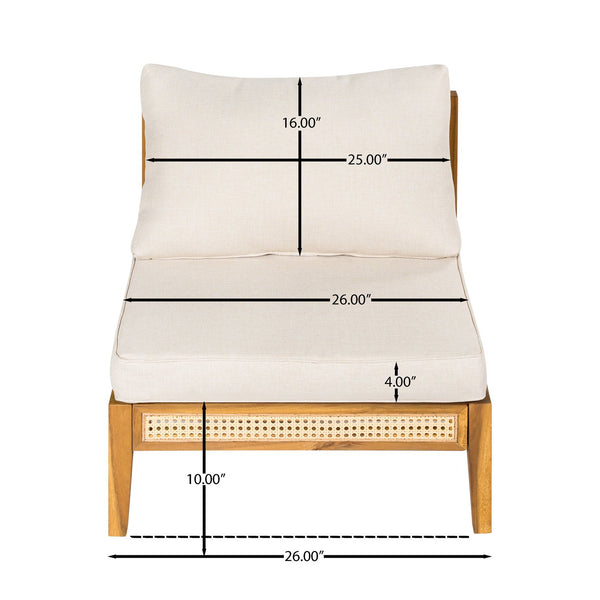 English Elm Christopher Knight Home® - Kirkby Outdoor Armless Single Chair Set Of 2 - Stylish Acacia Wood With Beige Cushions For Patios N775P329071T