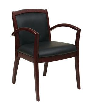 OSP Home Furnishings Napa Bonded Leather Guest Chair Solid Wood Frame for Reception or Conference Rooms NAP97MAH-EC3