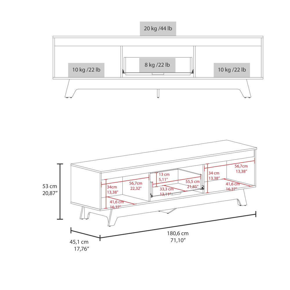 English Elm TV Stand Modern White & Natural Oak, 2 Doors 1 Drawer, Compact FSC-Certified Media Storage Unit B097P369436
