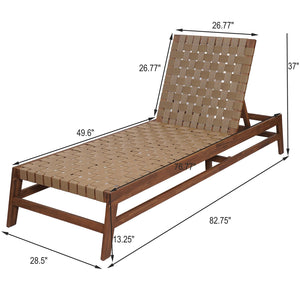 English Elm Christopher Knight Home® - Outdoor Rope Chaise Lounge with Acacia Wood Frame and Adjustable 4-Position Recline for Patio Comfort Light Brown,Mocha 84.84 L x 29.13 W x 5.78 H N776P288556B