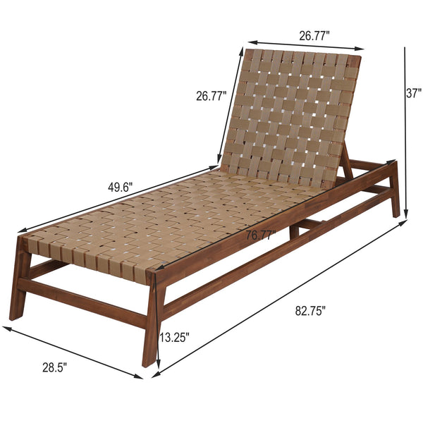 English Elm Christopher Knight Home® - Outdoor Rope Chaise Lounge with Acacia Wood Frame and Adjustable 4-Position Recline for Patio Comfort Light Brown,Mocha 84.84 L x 29.13 W x 5.78 H N776P288556B