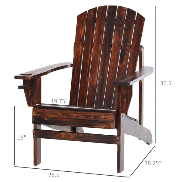 English Elm Outsunny Wooden Adirondack Chair - Classic Outdoor Lounge With Cup Holder For Patios & Gardens W2225P200899-GIGA