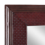 Christopher Knight Home® - Noble House - Bearden Handcrafted Boho Leather Square Wall Mirror, Antique Brown