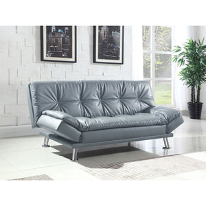 English Elm Larkin Grey Leatherette Sofa Bed with Chrome Legs, Geometric Stitching, Modern Compact Style B062P357808