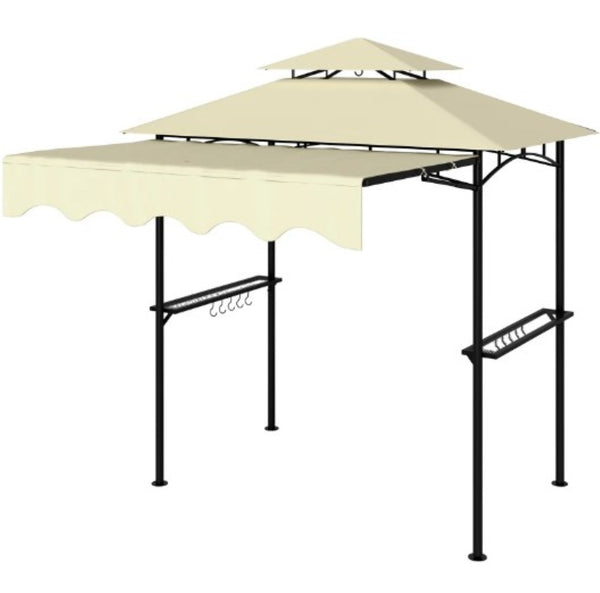 English Elm Ventilated Grill Gazebo with Dual Vented Canopy Side Awning Shelves and Steel Frame T3971P427040