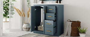 English Elm 30'' Bathroom Vanity With Ceramic Sink Combo - Stylish Freestanding Cabinet, Soft Close Drawers & Retro Charm N710P191947C