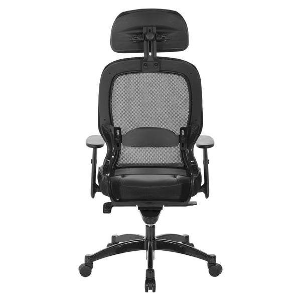 OSP Home Furnishings Pro Ergonomic Mesh Back Office Chair with Lumbar Support Padded Leather Seat Gas Lift 27008