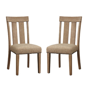 English Elm Set Of 2 Fabric Upholstered Dining Chairs With Nailhead Trim - Elegant Maple Style For Comfort B016P314436-GIGA