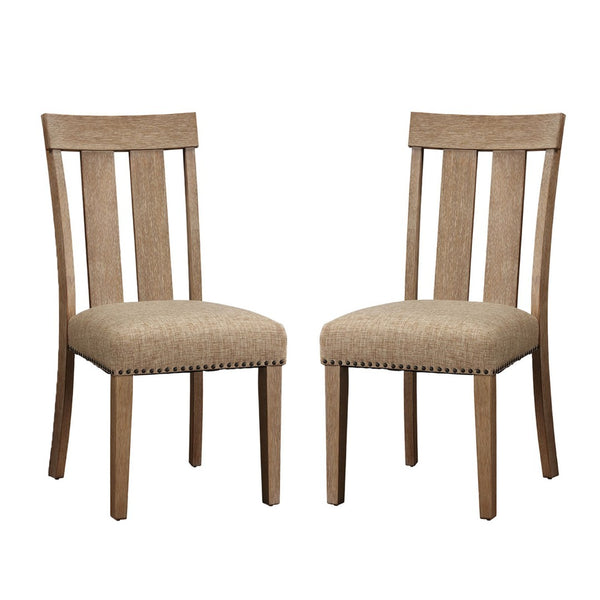English Elm Set Of 2 Fabric Upholstered Dining Chairs With Nailhead Trim - Elegant Maple Style For Comfort B016P314436-GIGA