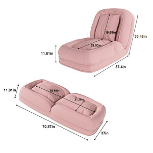 English Elm Upholstered Corduroy Floor Lounger Foldable Sofa Bed with 5 Reclining Positions Pink W2699P410741