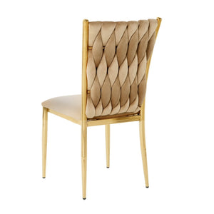 English Elm Modern Velvet Dining Chairs Set of 2 with Gold Legs Curved Back Foam Cushion W210P376369
