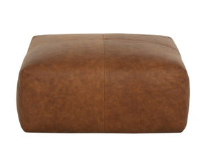 Sunpan ELIO Ottoman in Rich Cognac Leather - Timeless Italian Craftsmanship for Versatile Living Spaces 111265